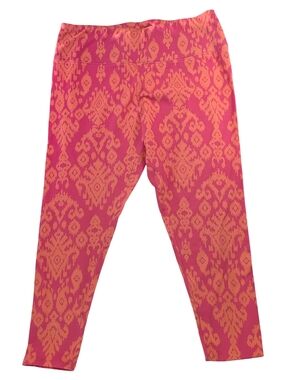 NWOT Soft Surroundings Pink & Orange Patterned Active Leggings Size Petit Large